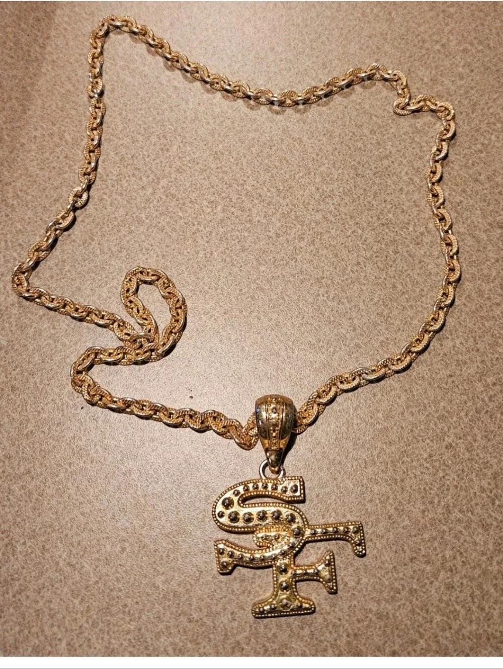 San Francisco Long Metal Chain Gold Color Used 16 inch Fashion Jewelry